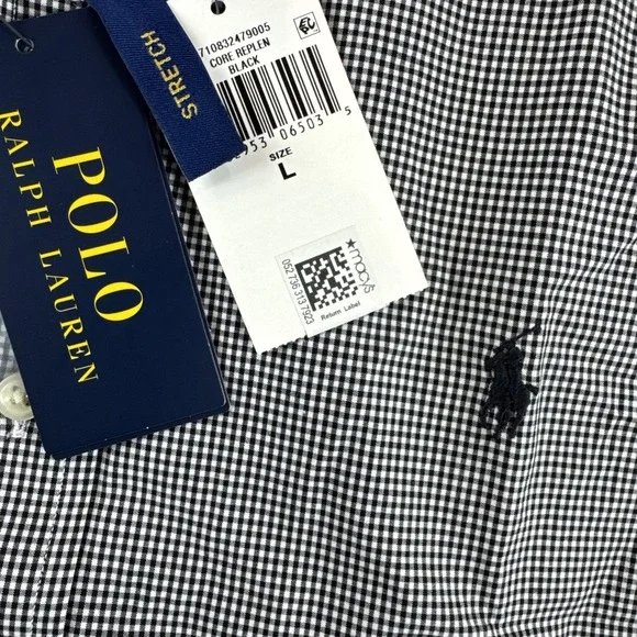 Polo Ralph Lauren Shirt Mens L Classic Fit Black Plaid Long Sleeve Button Up NEW